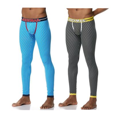 JOCKMAIL Men's Thermal Underwear Pants Mens Cotton Underwear Thermal Leggings Base Layer Bottoms (US, Alpha, Medium, Regular, Regular, Black+Blue1)