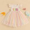 Baby Girls My 1st Birthday Outfits One Romper Two/Three Tutu Skirt Ruffle Embroidery Letter Summer Clothes(2-3 Years, Colorful-Three) view 3