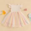 Baby Girls My 1st Birthday Outfits One Romper Two/Three Tutu Skirt Ruffle Embroidery Letter Summer Clothes(2-3 Years, Colorful-Three) view 4