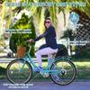 Mosener 26 Inch Women's Bike, 7 Speed Bicycle for Women with Basket & Lock, Beach Complete Cruiser Bike for Women, Womens Commuter Bicycle Lightweight City Bikes for Adults Ladies, Blue view 2