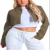 RomMoon Women's Cropped Jacket Casual Zip Up Long Sleeve Lapel Crop Tops Jackets Coat view 1