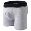 Men's Sexy Open Front Ring Boxer Briefs Hollow Pouch Trunks Underwear Cut Out Bikini Trunks Men's Undie Grey view 1