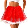 Aiosy Christmas Tutu Skirt Tulle Tutus Women 3 Layered Tutu Skirts Sparkly Stars Skirt Fluffy Edge Tutus Skirts for Women (Red) view 1