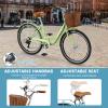 Mosener 26 Inch Women's Bike, 7 Speed Bicycle for Women with Basket & Lock, Beach Complete Cruiser Bike for Women, Womens Commuter Bicycle Lightweight City Bikes for Adults Ladies, Green view 3