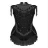 ranrann Lyrical Dance Costume for Women Sequin Rhinestones Tassel Leotard Latin Dance Bodysuit Black Small view 3