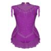 Xnihocha Shiny Rhinestones Lyrical Dance Leotard for Women Tassel Skirted Bodysuit for Performance Purple Small view 3