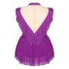 Xnihocha Shiny Rhinestones Lyrical Dance Leotard for Women Tassel Skirted Bodysuit for Performance Purple Small view 4