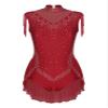 ranrann Lyrical Dance Costume for Women Sequin Rhinestones Tassel Leotard Latin Dance Bodysuit Burgundy X-Large view 3
