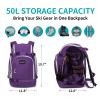 NONSAR Ski Boot Bag, 50L Snowboard Boot Travel Backpack - Waterproof Ski Bag for Ski Helmet, Googles, Gloves, Skis, Snowboard & Accessories for Men Women view 2