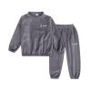 Autumn and Winter Solid Color Children's Flannel Home Clothes Set for Boys and Girls Outfits Size 6(1B-Grey, 6-7 Years) view 1
