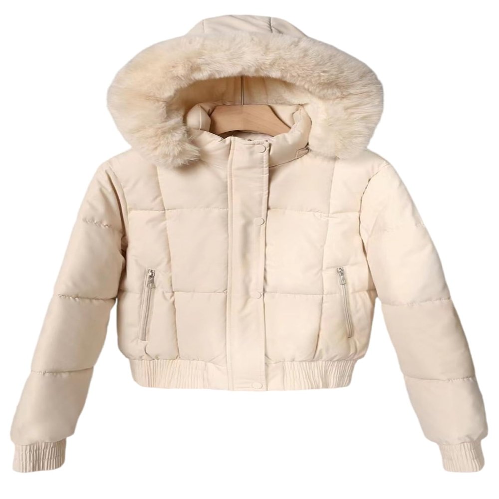 Udeniy Womens Trendy Winter Jackets Casual Crop Quilted Puffer Coat Light Weight Long Sleeve Button Down Outerwear With Hood