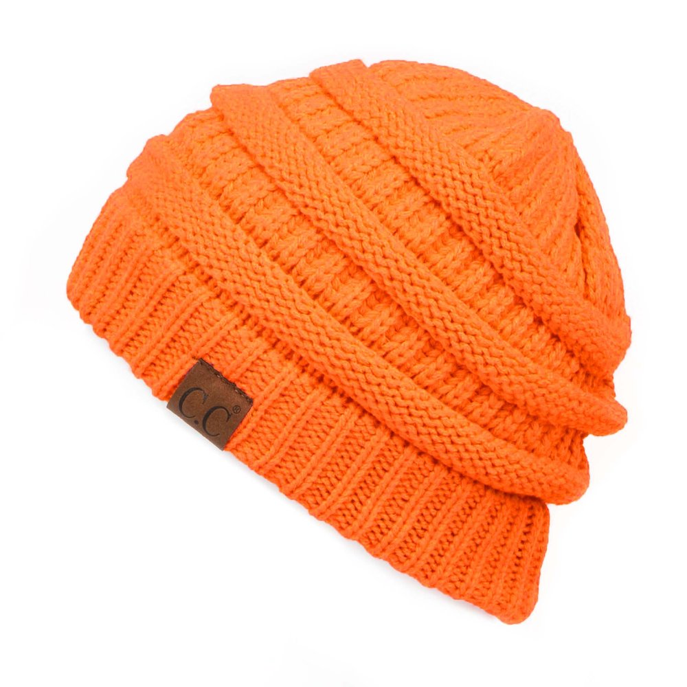 C.C Exclusives Cable Knit Beanie - Thick, Soft & Warm Chunky Beanie Hats (Orange)