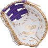 Rawlings | Liberty Advanced ColorSync Fastpitch Softball Glove | Left Hand Throw | 13" | First Base | Single Post, Double-Bar Web | White/Purple/Gold view 3