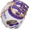 Rawlings | Liberty Advanced ColorSync Fastpitch Softball Glove | Left Hand Throw | 13" | First Base | Single Post, Double-Bar Web | White/Purple/Gold view 4