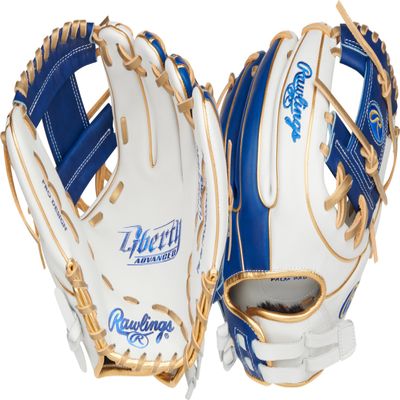 Rawlings | Liberty Advanced ColorSync Fastpitch Softball Glove | Right Hand Throw | 11.75" | Infield | Pro I Web | White/Royal/Gold