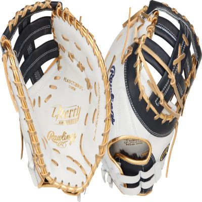 Rawlings | Liberty Advanced ColorSync Fastpitch Softball Glove | Left Hand Throw | 13" | First Base | Single Post, Double-Bar Web | White/Navy/Gold