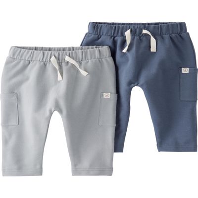 Little Planet by Carter's Baby 2-Pack Pants Made with Organic Cotton, Blue/Gray, 3M