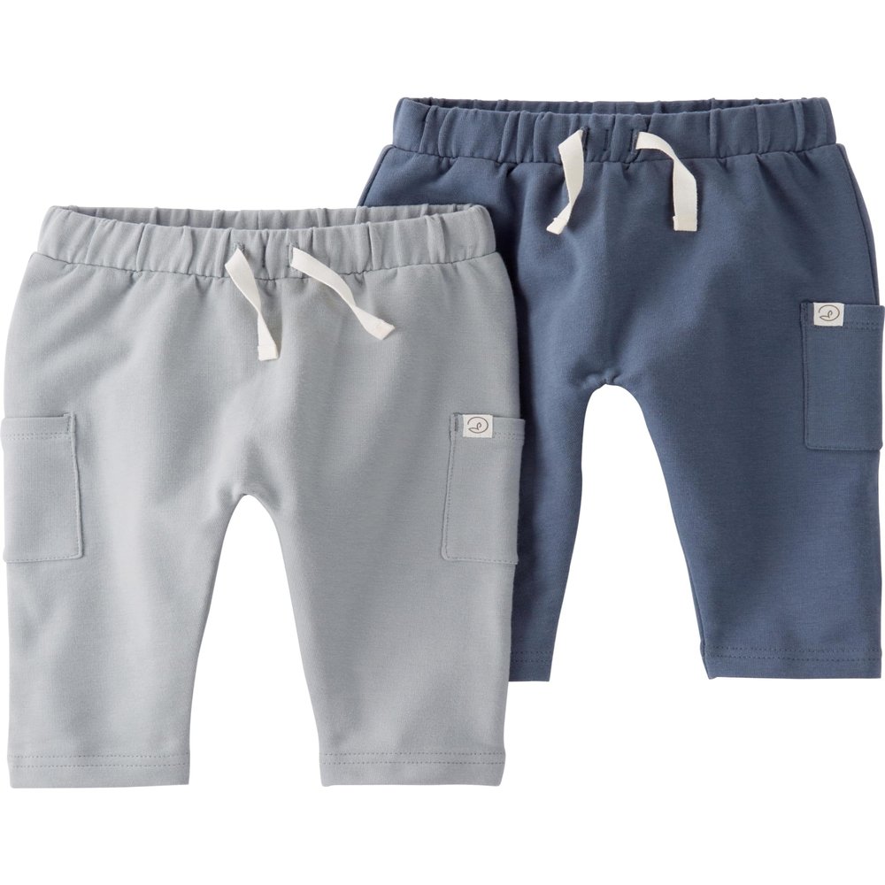 Little Planet by Carter's Baby 2-Pack Pants Made with Organic Cotton, Blue/Gray, 3M