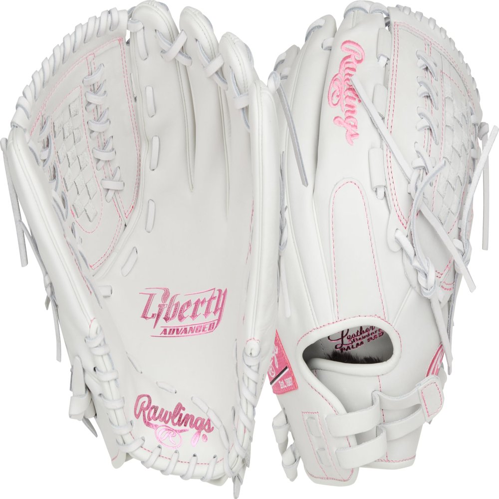 Rawlings | Liberty Advanced ColorSync Fastpitch Softball Glove | Left Hand Throw | 12.5" | Utility | X-Laced Basket Web | White/Pink
