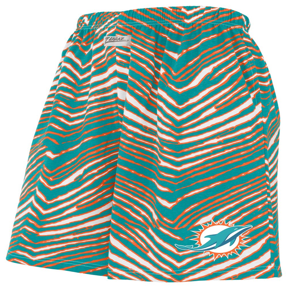 Zubaz NFL Unisex Z88 Zebra Short, Miami Dolphins, Medium