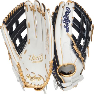 Rawlings | Liberty Advanced ColorSync Fastpitch Softball Glove | Left Hand Throw | 12.75" | Outfield | Pro H Web | White/Navy/Gold