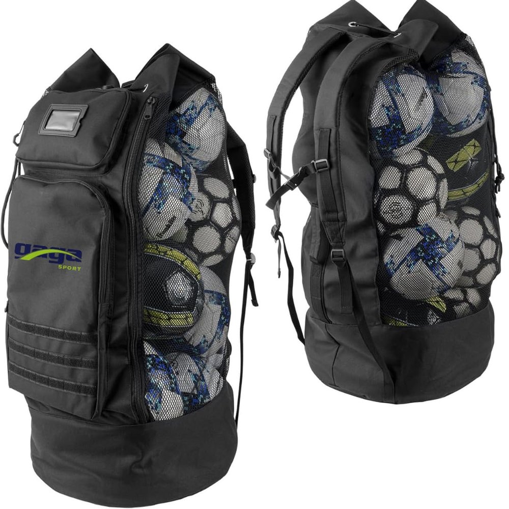 Gagasport XL Soccer Ball Bag  Heavy-Duty Mesh Backpack for Volleyball, Basketball, Water Sports | 2 Front Pockets | Adjustable Straps | Coach & Equipment Storage Bag