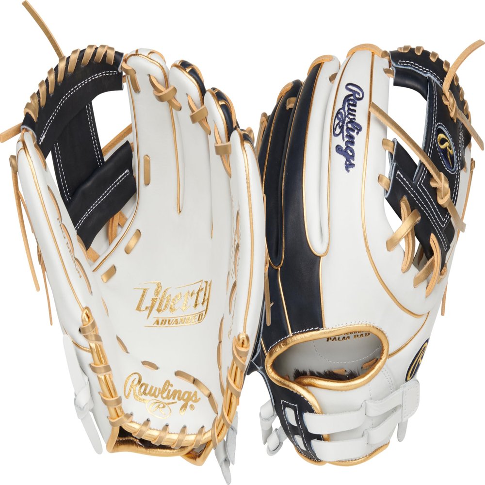 Rawlings | Liberty Advanced ColorSync Fastpitch Softball Glove | Right Hand Throw | 11.75" | Infield | Pro I Web | White/Navy/Gold