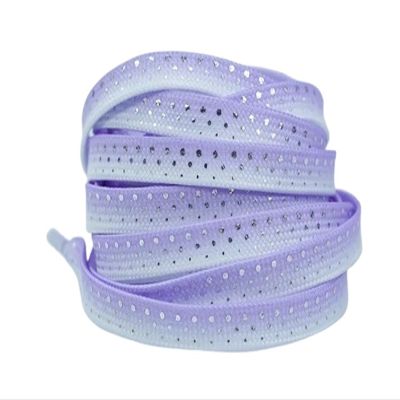 1Pair Fashion Glitter Flats Shoelaces Silk Gradient Sneakers Shoelace 120/140/160CM Running Athletic Laces Shoes Accessories(Purple,160cm)