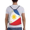 PRTYABS Cute Philippines Flag Bags Women Men Flag Drawstring Backpack Adjustable Bags for Women Men view 2