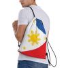 PRTYABS Cute Philippines Flag Bags Women Men Flag Drawstring Backpack Adjustable Bags for Women Men view 3