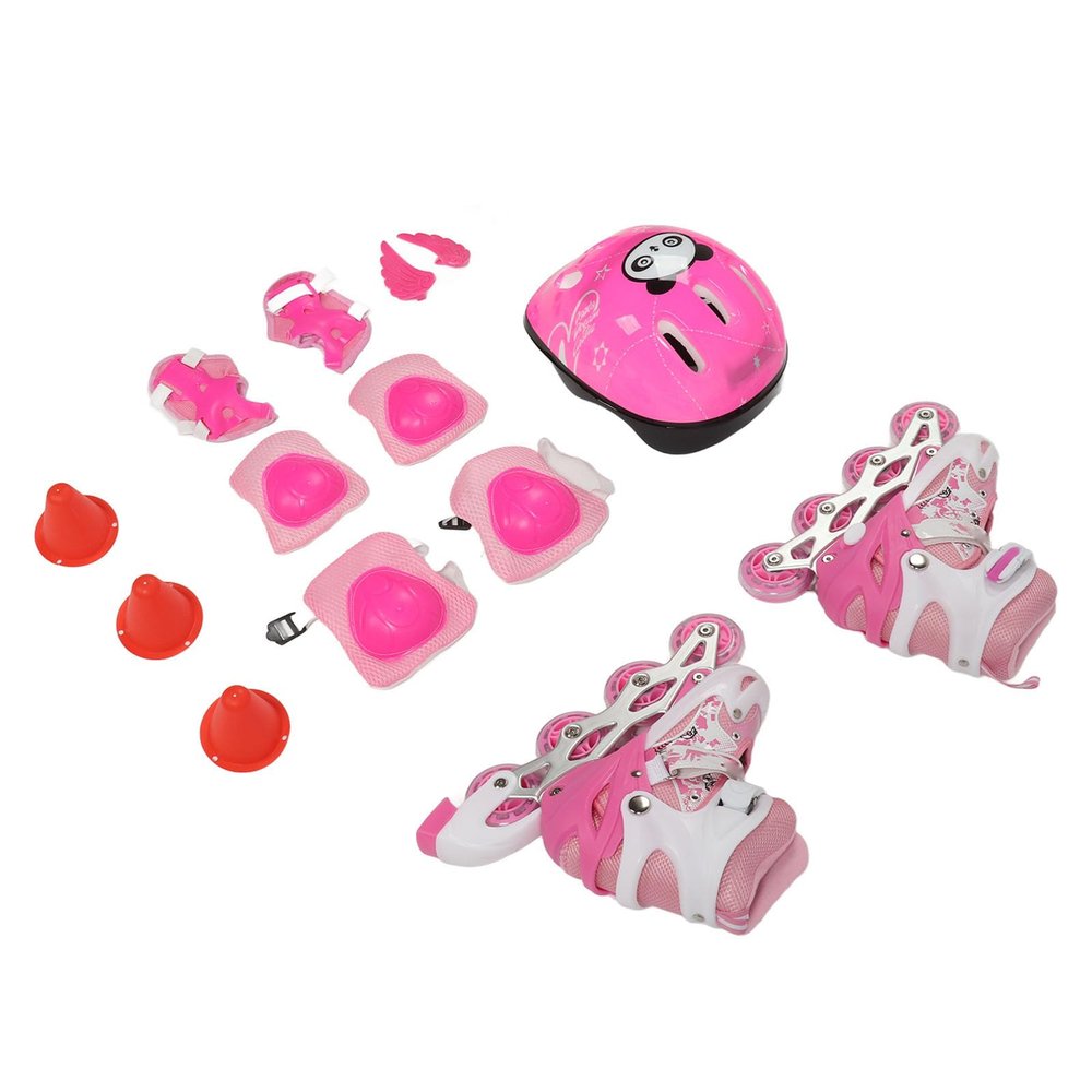 Inline Skates, Improved Balance Children's Blade Skates Adjustable 4 Light Up Wheels PVC and Rubber for Birthday