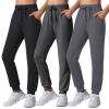 Auranso Girls Joggers 3 Pack Quick Dry Casual Sweatpants Kids Athletic Lounge Joggers Boys Active Running Pants with Pockets 13-14 Years Black Dark-Grey Pure-Grey view 1