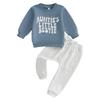 Aunties Bestie Baby Clothes Gender Neutral Baby Boy Girl Long Sleeve Sweatshirt Pullover Pant Fall Solid Color Outfit (M Navy, 12-18 Months) view 1