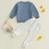 Aunties Bestie Baby Clothes Gender Neutral Baby Boy Girl Long Sleeve Sweatshirt Pullover Pant Fall Solid Color Outfit (M Navy, 12-18 Months) view 3