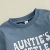 Aunties Bestie Baby Clothes Gender Neutral Baby Boy Girl Long Sleeve Sweatshirt Pullover Pant Fall Solid Color Outfit (M Navy, 12-18 Months) view 4