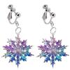 Christmas Clip on Earrings for Women Non Pierced Blue Purple Fantasy Snowflake Drop Earring, Lightweight Dreamy Dangle Trendy Jewelry Winter Season view 1