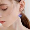 Christmas Clip on Earrings for Women Non Pierced Blue Purple Fantasy Snowflake Drop Earring, Lightweight Dreamy Dangle Trendy Jewelry Winter Season view 4