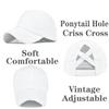 2 Packs Womens Ponytail Criss Cross Hat Baseball Cap Distressed Ponytail Hat High Messy Bun Trucker Ponycap White view 3