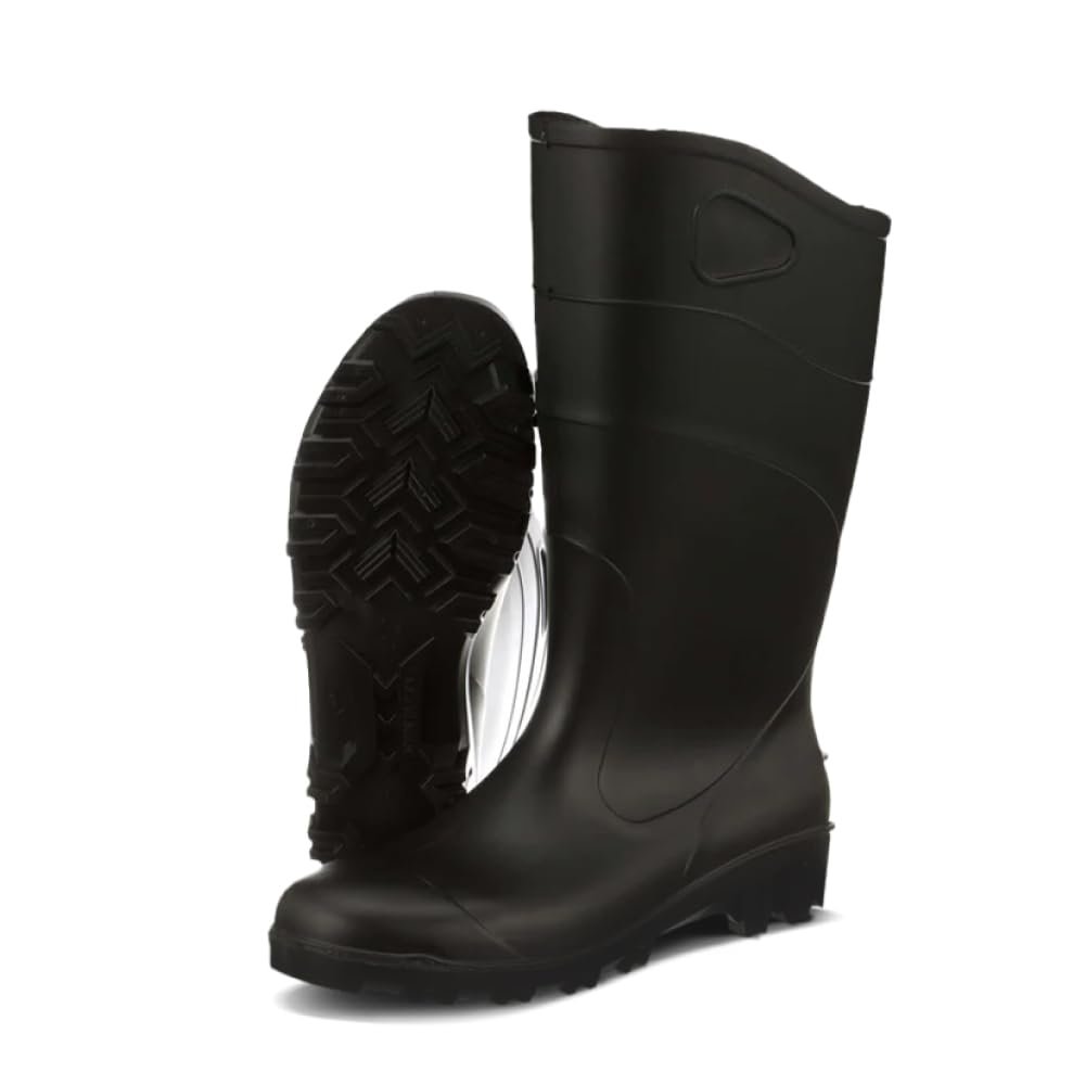 Heartland All Purpose 15 Waterproof Steel Toe Boots for Men - Lightweight, Flexible PVC Boots with Easy On/Off, Slip-Resistant Outsoles, Black - 10