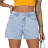 Womens High Waisted Denim Shorts Stretchy Straight Leg Jean Shorts Summer Hot Short Pants Light Blue S view 1