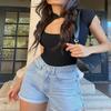Womens High Waisted Denim Shorts Stretchy Straight Leg Jean Shorts Summer Hot Short Pants Light Blue S view 3