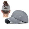 2 Packs Womens Ponytail Criss Cross Hat Baseball Cap Distressed Ponytail Hat High Messy Bun Trucker Ponycap view 2