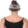 2 Packs Womens Ponytail Criss Cross Hat Baseball Cap Distressed Ponytail Hat High Messy Bun Trucker Ponycap view 4