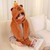 Luxylei 3 in 1 Cute Capybara Hat Scarf Gloves Set Warm Capybara Plush Hooded Scarf Beanie Caps Perfect Winter Gift for Women Girls view 2