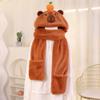 Luxylei 3 in 1 Cute Capybara Hat Scarf Gloves Set Warm Capybara Plush Hooded Scarf Beanie Caps Perfect Winter Gift for Women Girls view 4
