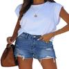 onlypuff Jean Shorts Women Navy Denim Shorts Cut Off High Waisted Summer Shorts Ripped L view 4