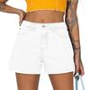 onlypuff Womens High Waisted Denim Shorts Stretchy Jean Shorts Cuffed Summer Hot Pants White L view 1