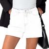 onlypuff Womens High Waisted Denim Shorts Stretchy Jean Shorts Cuffed Summer Hot Pants White L view 2