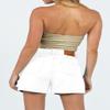 onlypuff Womens High Waisted Denim Shorts Stretchy Jean Shorts Cuffed Summer Hot Pants White L view 4