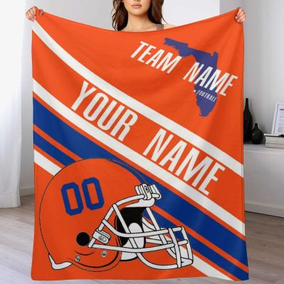 Custom College Football Blanket for Men Women Gifts Designed and Made in The USA Printed Team Name Number Soft Flannel Bed Throw Blankets Cooling Blanket 40"x30", 50"x40", 60"x50", 80" x60